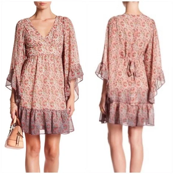 Betsey Johnson Bambi Floral Ruffle Bell Sleeves Dress 4 - Picture 13 of 13